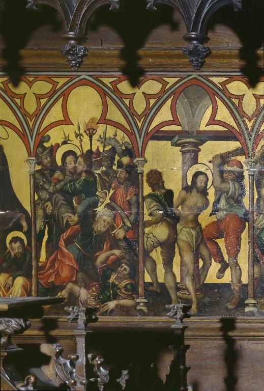 Tableau du maître-autel : scènes de la Passion
