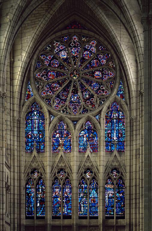 Verrière légendaire (verrière mariale) : scènes de la vie de la Vierge (baie 121)