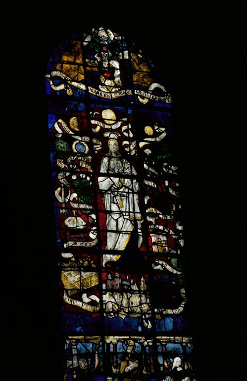 Verrière figurée (verrière mariale) : la Vierge des litanies (baie 1)