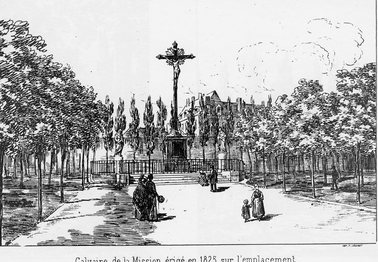 Ancien cimetière Saint-Denis d'Amiens, devenu place Saint-Denis et jardin public dit square Saint-Denis, puis place et square René-Goblet
