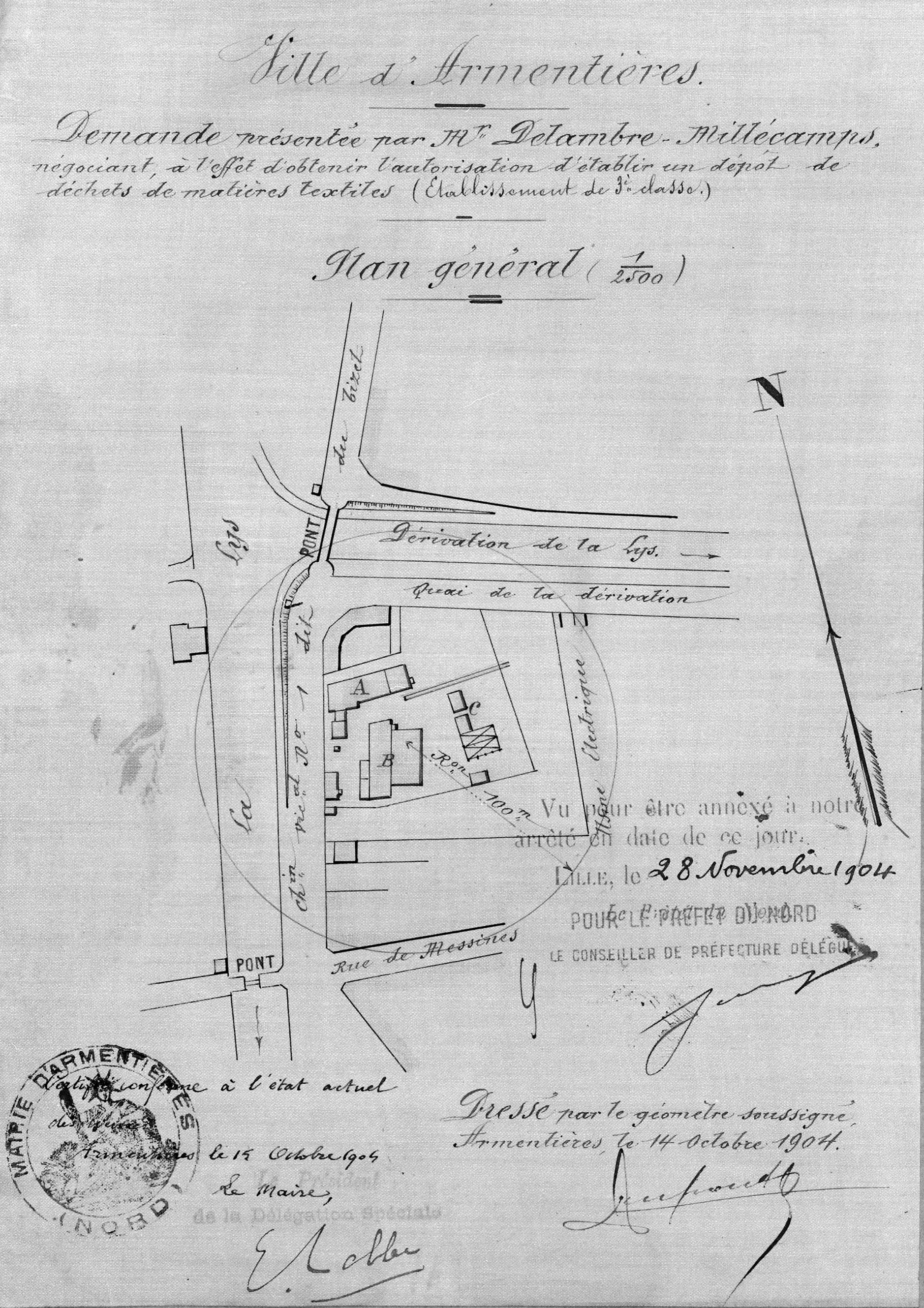 Usine textile (usine de recyclage de déchets de matières textiles) dite entrepôt industriel Delambre-Millecamps (détruit)