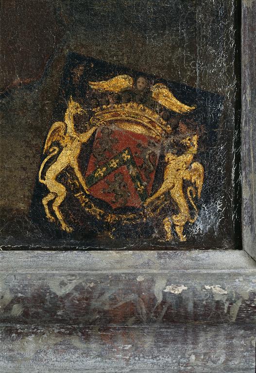 Tableau et son cadre : Saint Simon Stock recevant le scapulaire des mains de la Vierge