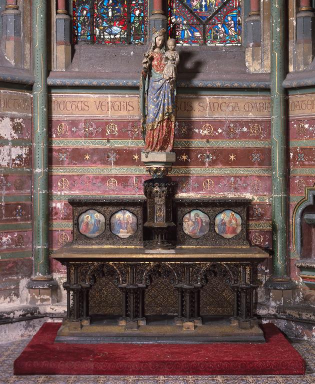 Ensemble de l'autel de la Vierge (autel, gradin d'autel, tabernacle)