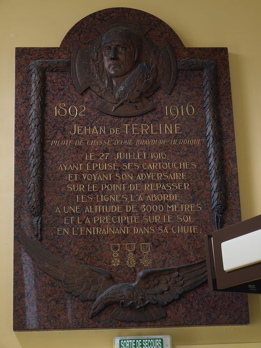 Plaque commémorative de Jehan de Terline