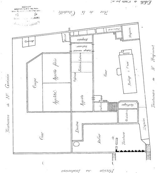 Anciens établissements Mouret (teinturerie et tissage) et Dupetit, devenue usine de teinturerie et d'apprêts Dupetit, Cocquel & Dupetit, puis Doulet (détruit)