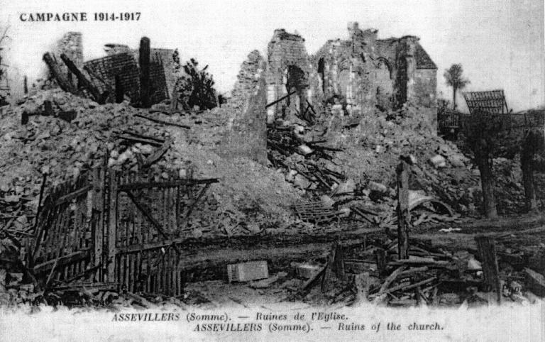 Eglise paroissiale et ancien cimetière (détruit) Notre-Dame-de-l'Assomption d'Assevillers