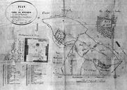 PONTOISE-LES-NOYONS. Plan de la ferme du Mériquin et de ses dépendances. Détail d'une affiche d'adjudication, par Paris, 1857 (AD Oise ; fonds Silvert, 507 044 et 507 045).