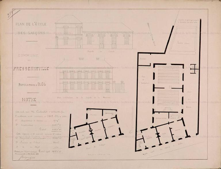 Ancienne école primaire de garçons et mairie du village de Fressenneville, actuellement mairie et bibliothèque