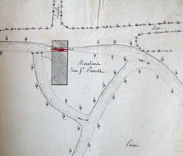 Ancien moulin à foulon et moulin à huile Prévost, puis moulin à farine Prévost, puis moulin Leroux, puis usine de boutons Achille Lanquepin, puis Mercier