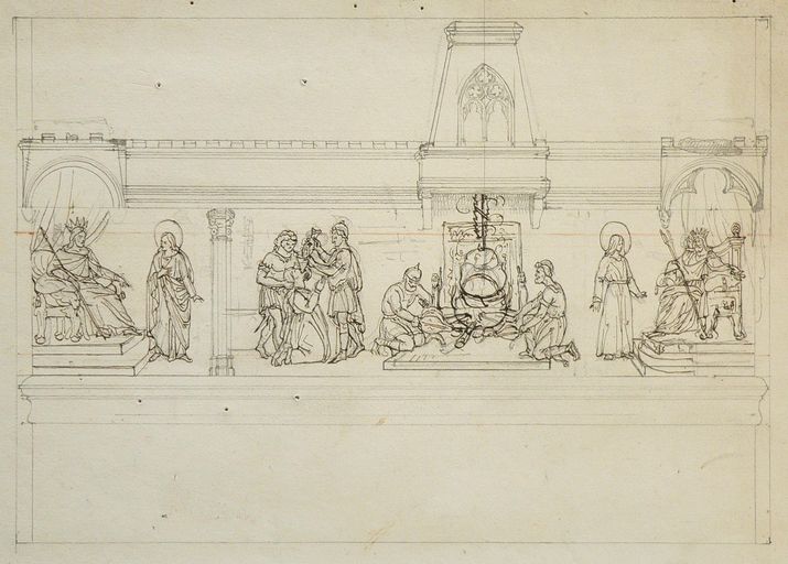 Suite des quinze reliefs (détruits) de la clôture de choeur : Apostolat et martyre de saint Quentin, invention et culte de ses reliques (première série)