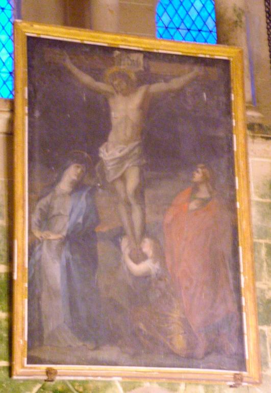Tableau d'autel : Christ en croix avec la Vierge, saint Jean l’Évangéliste et sainte Marie-Madeleine