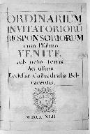 Manuscrit : Ordinarium invitatorium responsorium cum Psalmo Venite