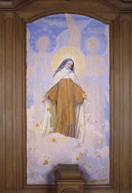 Tableau de l'autel secondaire de la chapelle Sainte-Thérèse-de-l'Enfant-Jésus : sainte Thérèse de l'Enfant-Jésus et de la Sainte-Face