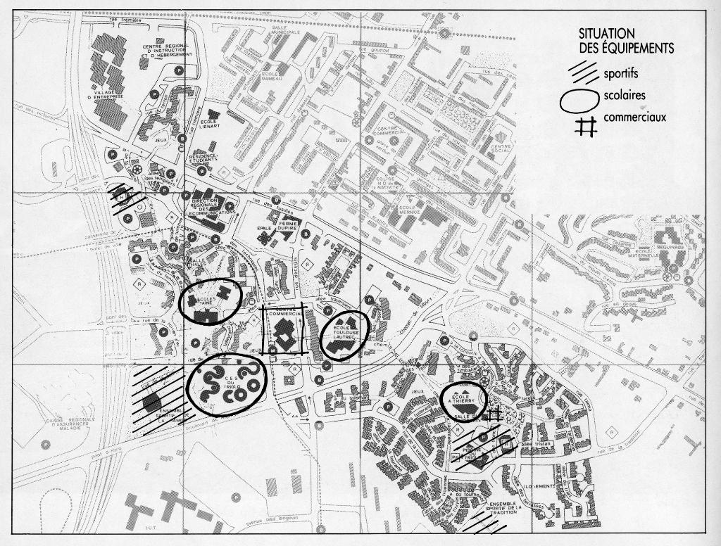 Plan du quartier du Triolo. In : ALZUA (de), Jean-Jacques. Ville nouvelle de Lille-Est, création d'un quartier : le Triolo, 1976.