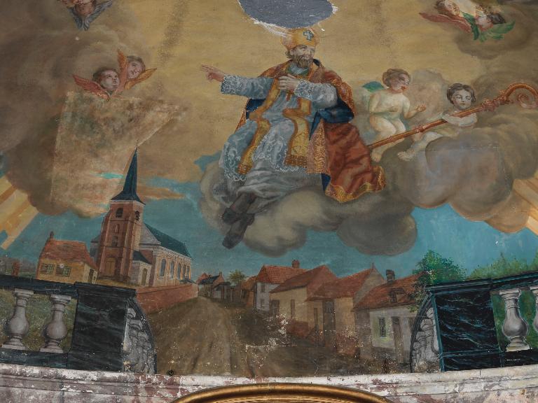 Peinture monumentale du choeur : Saint Martin en gloire bénissant le village de Bettencourt-Saint-Ouen