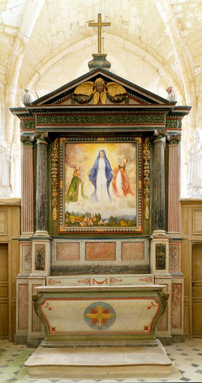 Ensemble du maître-autel (autel tombeau, plate-forme d'autel, gradin d'autel, retable architecturé)