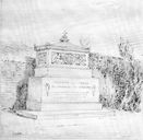 Le tombeau de M. Morgan de Belloy au cimetière de la Madeleine. Dessin des Duthoit, vers 1850 (Amiens, Musée de Picardie ; MP Duthoit VI-91).