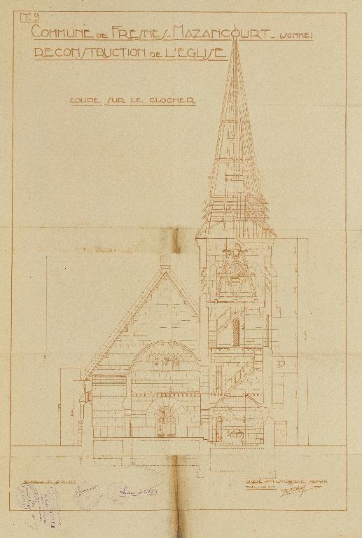 Eglise paroissiale et ancien cimetière (détruit) Saint-Médard à Fresnes-Mazancourt