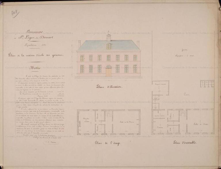 Ancienne école primaire de garçons et mairie de Saint-Léger-lès-Domart, devenue mairie et poste, puis mairie, poste et dispensaire, actuellement mairie