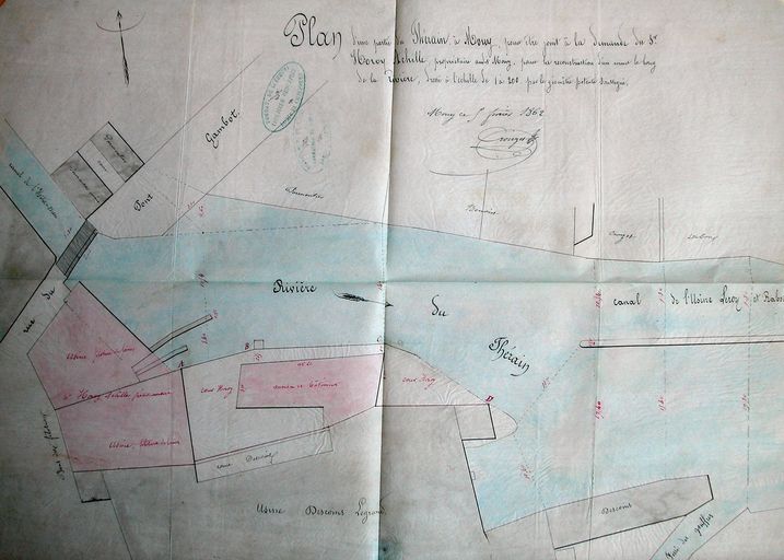 Moulin à blé et moulin à foulon Crouzet, puis filatures de laine Honoré Horoy et Descoins, puis Achille Horoy et Descoins-Legrand, puis Legendre, puis tannerie Basset, puis Lannier & Basset, devenu jardin public (détruit)