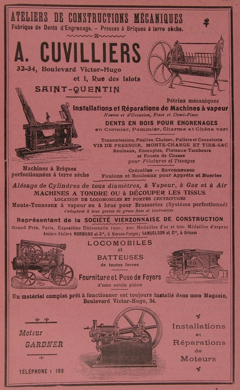 Ancienne usine de construction mécanique Delacourt, Mangon et Dolignon, puis Liret, Lenique et Cuvilliers, puis A. Cuvilliers, actuellement garage de réparation automobile