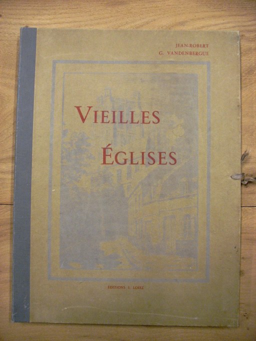 Ensemble d'éléments d'impression (bois gravés) et trois livres (Flandre et Artois ; Vieilles églises des Provinces du Nord ; Vieux moulins)