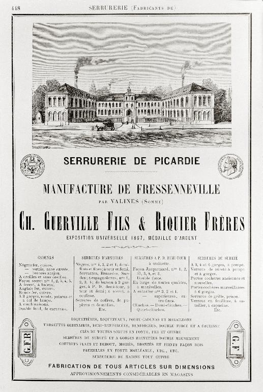 Ancienne usine de serrurerie et fonderie Charles Guerville, puis Ch. Guerville Fils et Riquier Frères, puis Guerville, Riquier et Cie puis usine de serrurerie Bricard