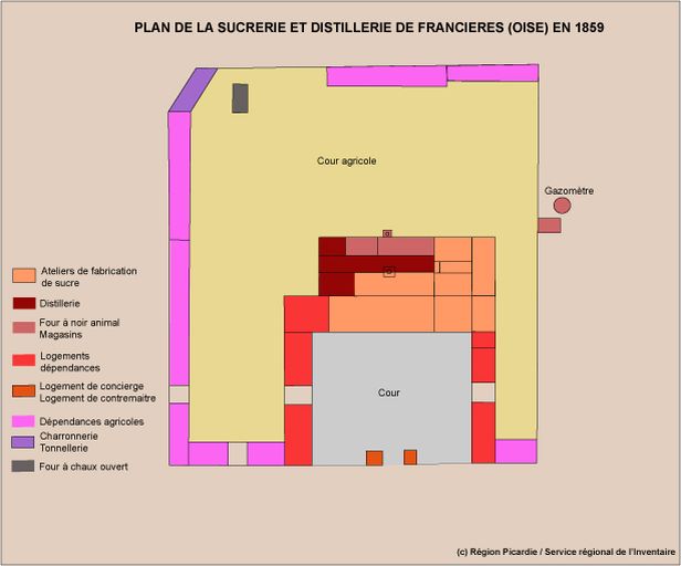 Sucrerie de betteraves Thirial Bertin et Compagnie, puis Sucrerie et Distillerie de Francières