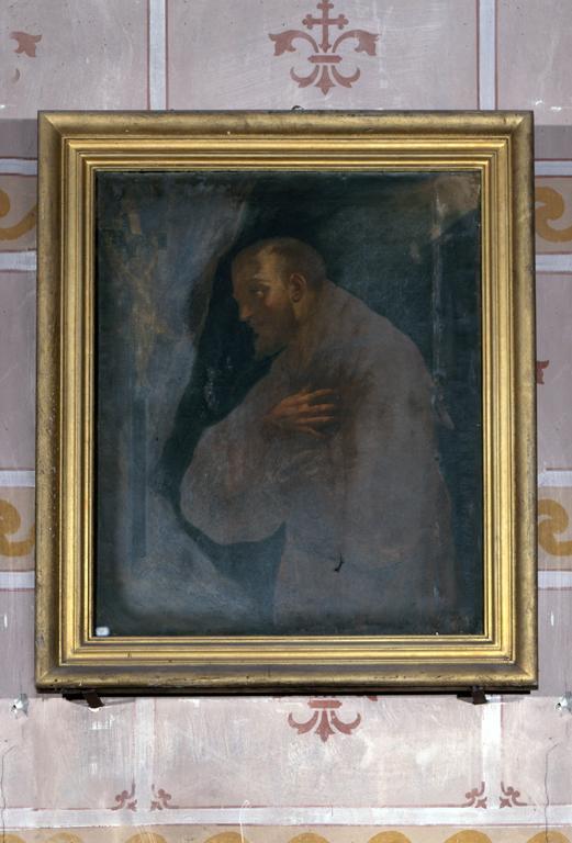 Tableau et cadre : Saint François d'Assise en oraison devant le crucifix
