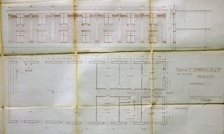 Ancien tissage de coton et de guipure F. Cornaille et Cie, bonneterie Le Textile Delcer et usine de fibres artificielles et synthétiques Nysam, puis bonneterie Tramex et établissement administratif