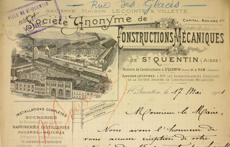 Ancienne usine de construction mécanique Jules Lecointe, puis Lecointe Frères et Villette, puis Société Anonyme de Constructions Mécaniques de Saint-Quentin (vestiges)