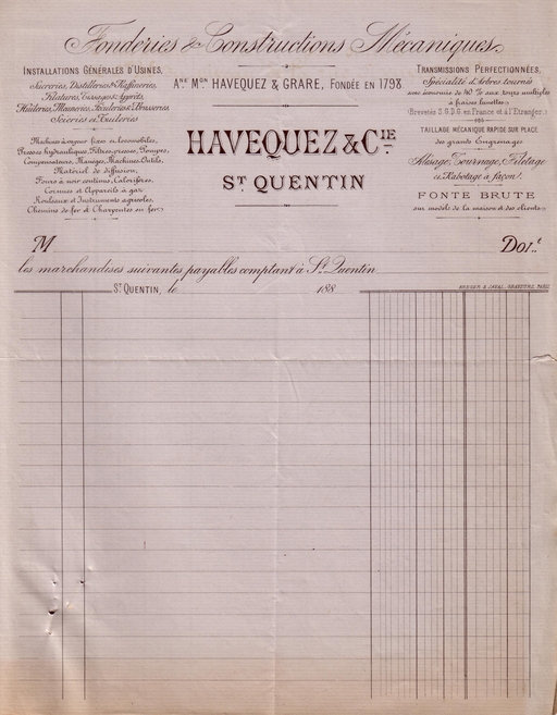 Ancienne fonderie et grillage de tissu Vacarie, fonderie Grare-Carrois, puis Havequez et Cie, puis Mariolle-Pinguet, magasin coopérative La Fraternelle de Saint-Quentin