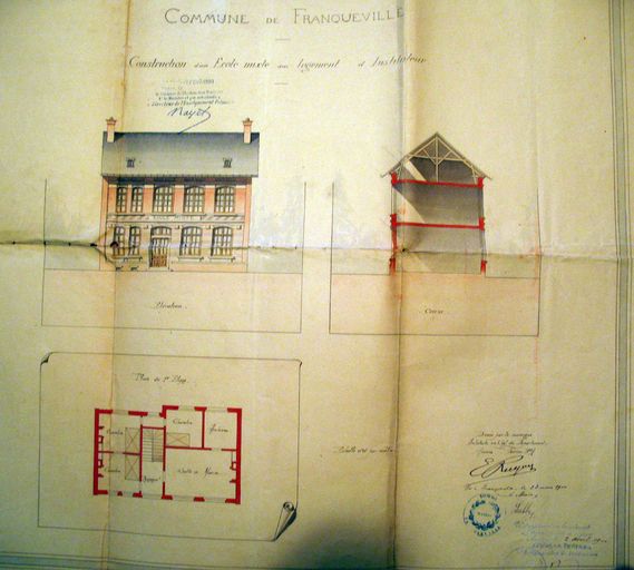 École primaire mixte et mairie de Franqueville, devenue mairie et logement