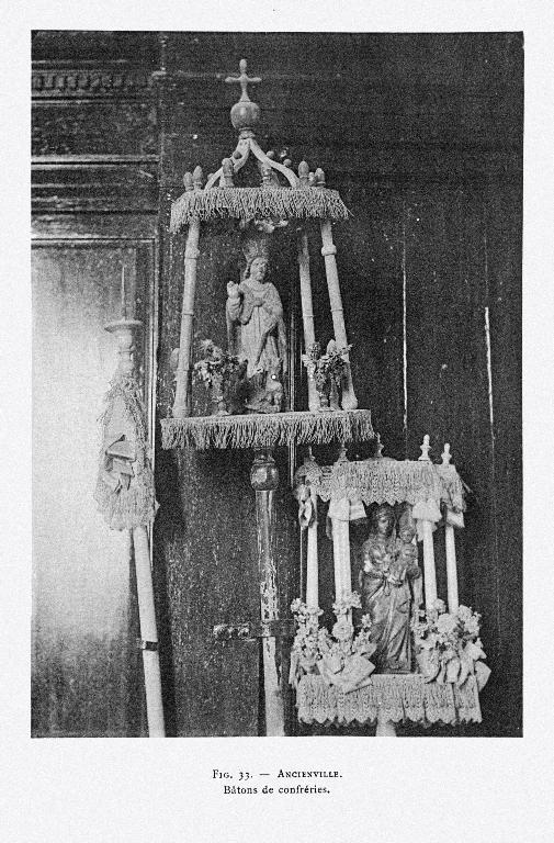 Élément d'un bâton de procession, de confrérie (statuette : Vierge à l'Enfant)