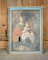 Tableau et son cadre : Vierge à l'Enfant dite Vierge aux roses
