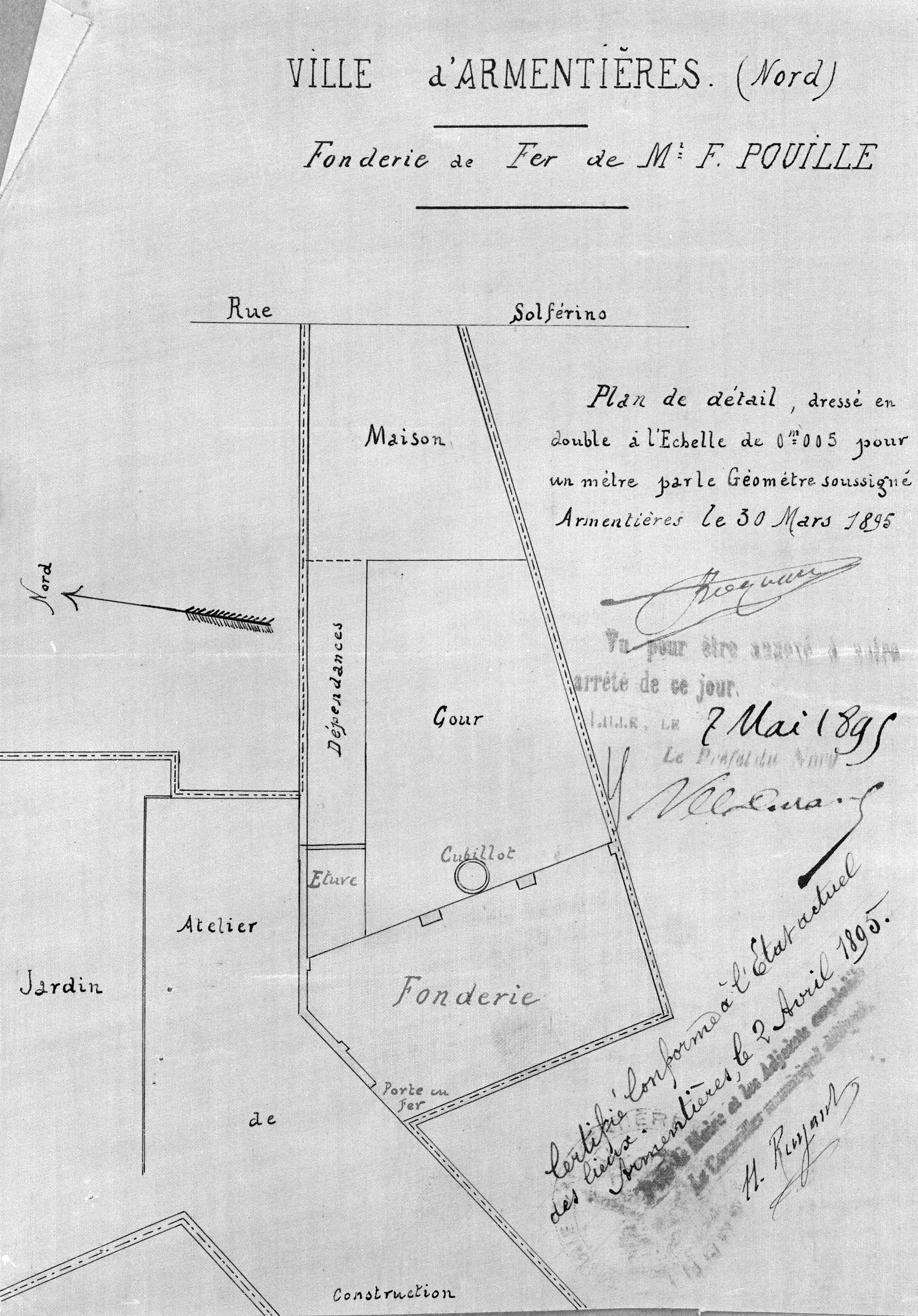 Fonderie de fer et usine de constructions mécaniques François Pouille, puis Pouille Frères, puis Société Auxiliaire de Techniques Industrielles, actuellement immeuble à logements