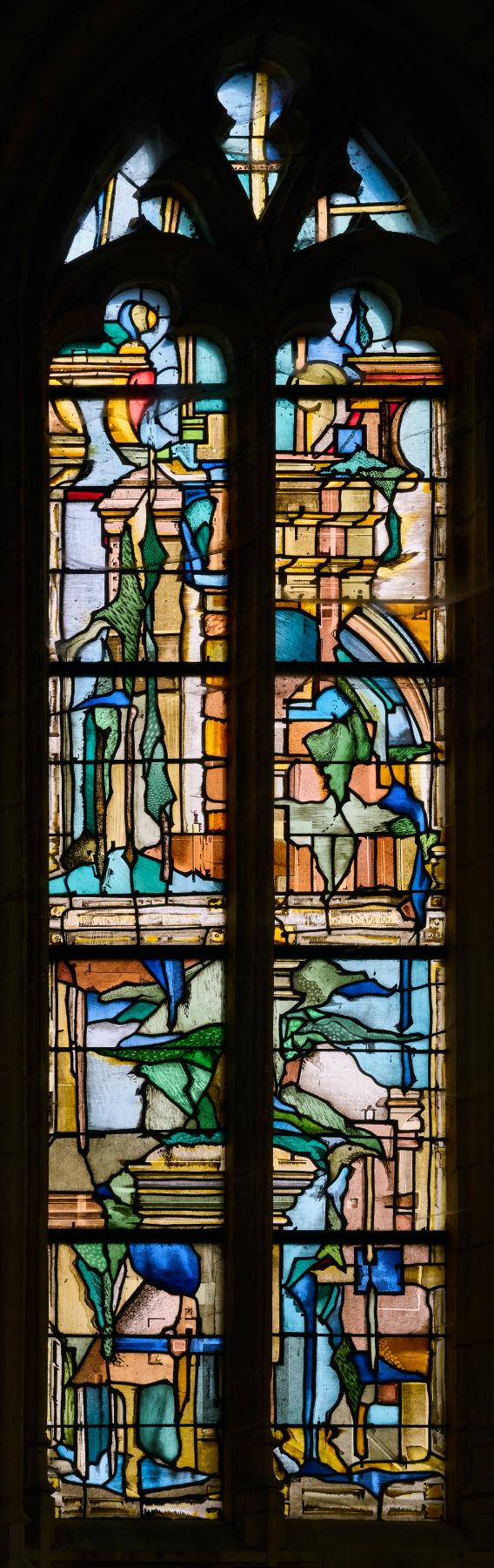 Ensemble des verrières du chœur et des chapelles latérales de l'église paroissiale Saint-Riquier