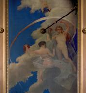 Salle des fêtes, plafond de Buland : la Musique et la Littérature, huile sur toile.