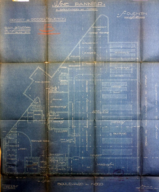 Ancienne filature Saint-Jean, peignage, retorderie et tissage de laine David Frères, puis Pannier et Compagnie, tissage de coton et de guipure de la Société Textile de Saint-Quentin, usine de construction métallique (vestiges)