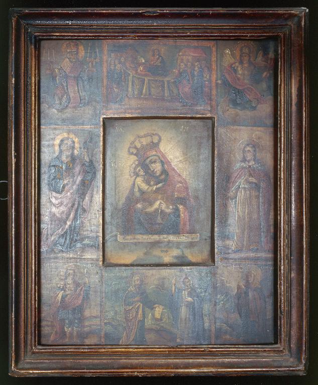 Tableau (icône) : Vierge à l'Enfant et saints