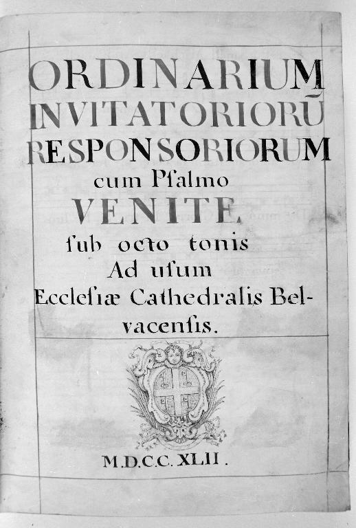 Manuscrit : Ordinarium invitatorium responsorium cum Psalmo Venite