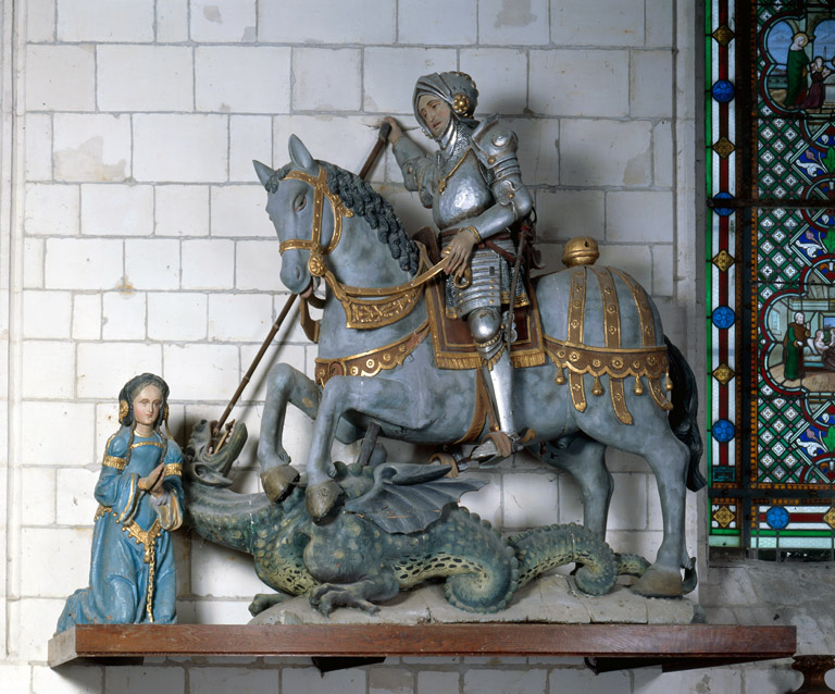 Groupe sculpté : saint Georges et le dragon