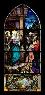 Ensemble des six verrières figurées des chapelles latérales : scènes de la naissance du Christ (baies 7 à 12)