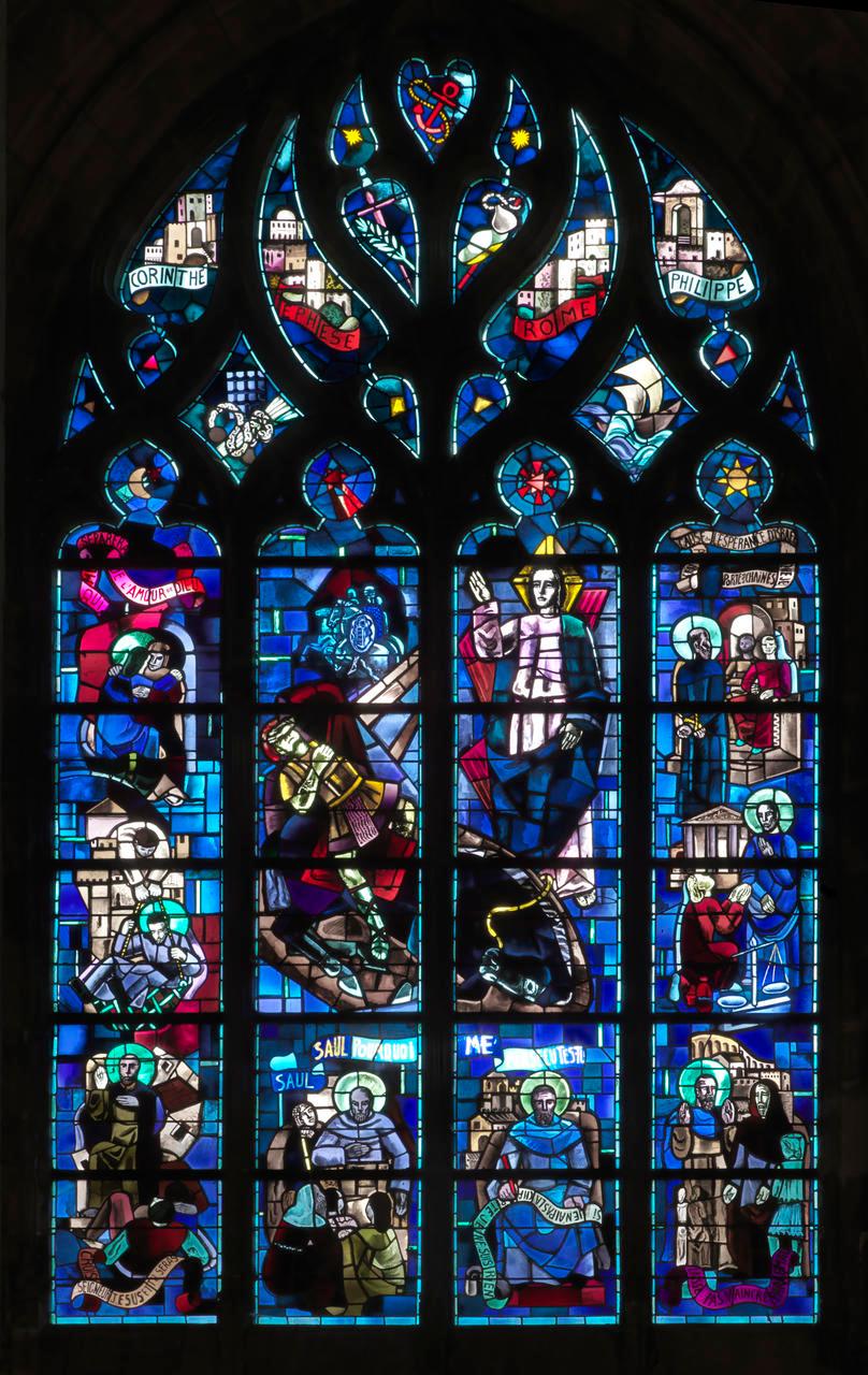 Verrière figurée : La conversion de saint Paul (baie 2)