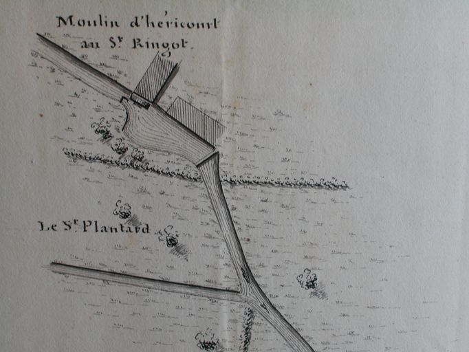 Ancien moulin à blé, dit Moulin d'Héricourt, puis Ringot, puis Bressand, devenu usine de polissage de verres optiques Potin