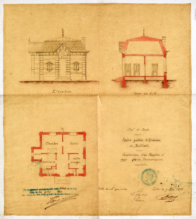 Ancien asile d'aliénés, puis hôpital psychiatrique, puis centre hospitalier spécialisé (CHS), dit établissement public de santé mentale des Flandres