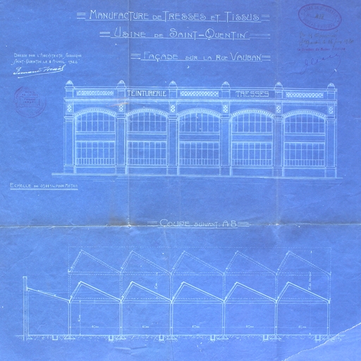 Ancienne filature de coton Dollé, Giraud & Davin, tissage de tulle, retorderie et dentelle mécanique Heathcoat, passementerie Lebée, puis Manufacture de Tresses et Tissus Bernheim Frères