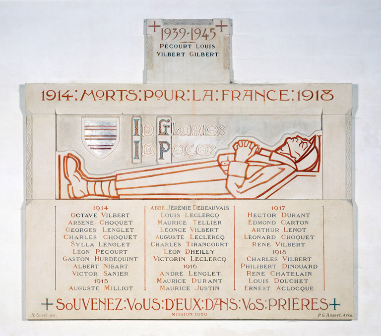 Tableau commémoratif des morts de la guerre de 1914-1918