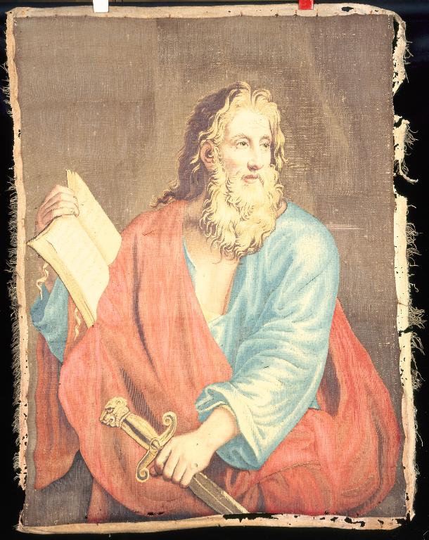 Ensemble de trois tableaux de tapisserie : Saint Pierre et saint Paul