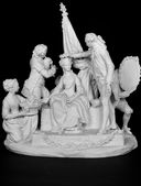 Groupe sculpté : couronnement de la rosière de Salency